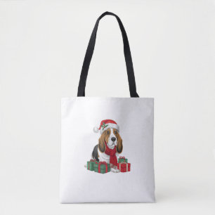Basset Hound Dog Kerstoutfits Santa Hat Dog X Draagtas