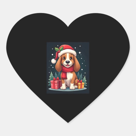 Basset Hound Dog Kerstoutfits Santa Hat Dog X Hart Sticker (Voorkant)