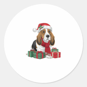 Basset Hound Dog Kerstoutfits Santa Hat Dog X Ronde Sticker