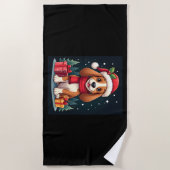 Basset Hound Dog Kerstoutfits Santa Hat Dog X Strandlaken (Voorkant)