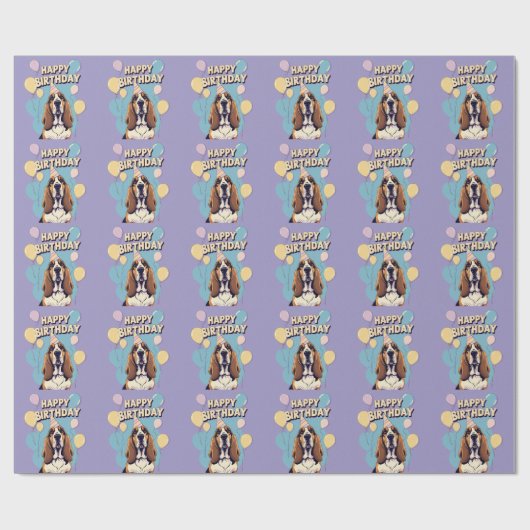 Basset Hound Dog Kleurrijk Cadeaupapier (Vlak)