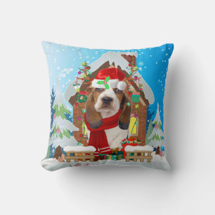Basset Hound dog met kerstcadeaus Kussen