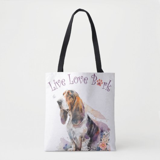 Basset Hound Dog Mom Floral Draagtas (Voorkant)