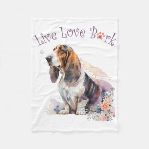 Basset Hound Dog Mom Floral Fleece Deken