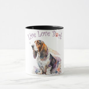 Basset Hound Dog Mom Floral Mok