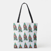 Basset Hound Dog Pattern Christmas Draagtas (Achterkant)