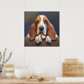 Basset Hound - Dog Portrait Poster (Keuken)