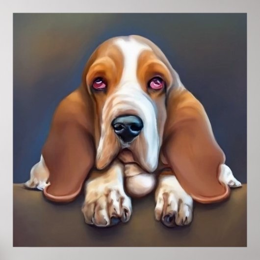 Basset Hound - Dog Portrait Poster (Voorkant)