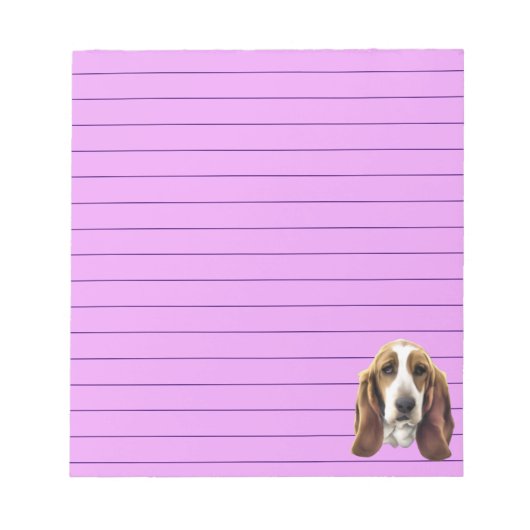 Basset Hound Dog Portret Print Lined Notitieblok (Voorkant)
