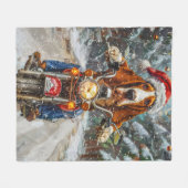 Basset Hound Dog Riding Motorcycle Kerstmis Fleece Deken (Voorkant (Horizontaal))