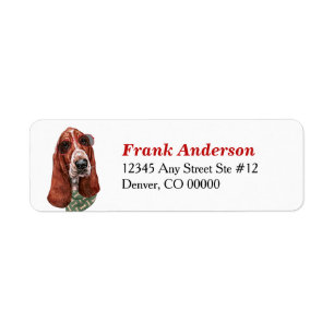 Basset Hound Dog Sunbrig Return Address Etiket