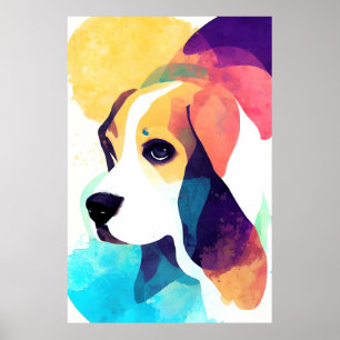 Basset Hound Dog Wild Natuur Dierenkleur Schilderi Poster