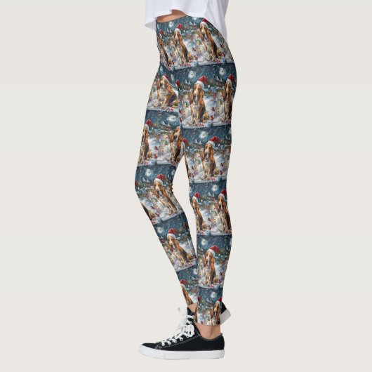 Basset Hound Dog Winter Wonderland Kerstvreugde Leggings (Links)