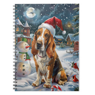 Basset Hound Dog Winter Wonderland Kerstvreugde Notitieboek