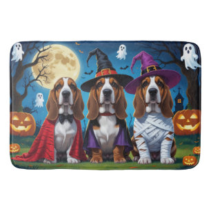 Basset Hound Dogs Pumpkin Halloween Grappig Badmat