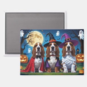 Basset Hound Dogs Pumpkin Halloween Grappig Magneet
