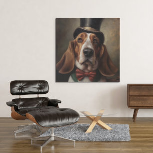 Basset Hound dragen top en rode boog stropdas Poster