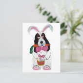 Basset Hound Easter Bunny Feestdagenkaart (Staand voorkant)