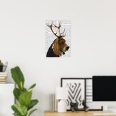 Basset Hound en Antlers Poster (Thuiskantoor)