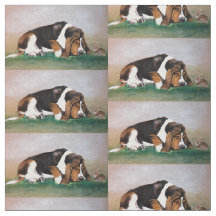 Basset Hound en Bunny Dog Art Fabric