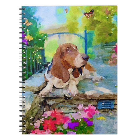 Basset Hound en Butterfly Notitieboek (Voorkant)
