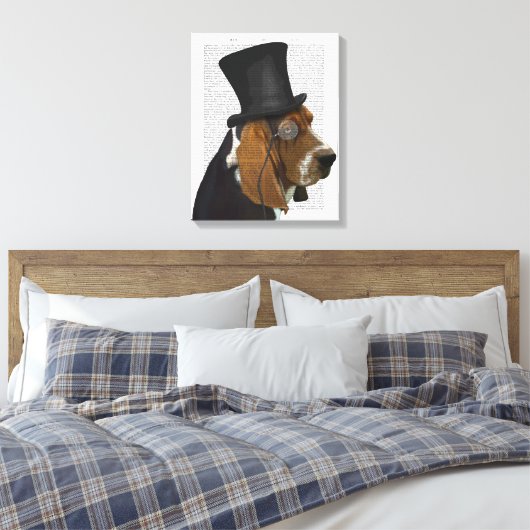 Basset Hound, Formal Hound en Pet Canvas Afdruk (Insitu (Slaapkamer))