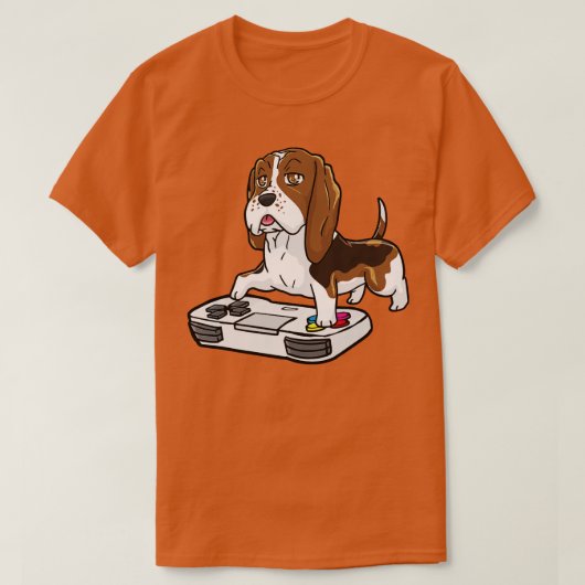 Basset Hound Gamepad Kawaii T-shirt (Design voorkant)