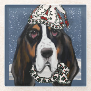 BASSET HOUND GLAZEN ONDERZETTER