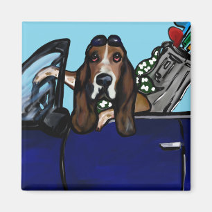 BASSET HOUND GOLFER MAGNEET