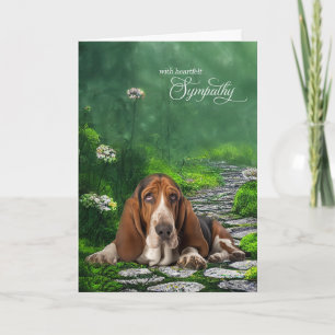 Basset Hound Green Garden Path Pet Sympathy Kaart