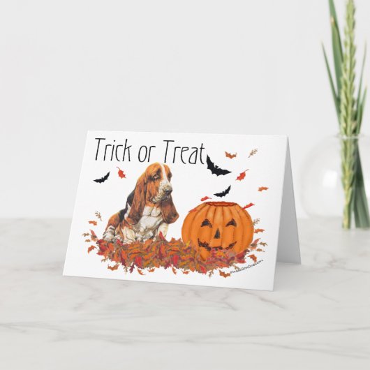 Basset Hound Halloween Notitiekaartje (Voorkant)