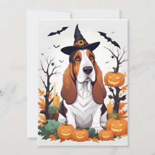 Basset Hound Halloween Schattige Schattig Funny An Kaart