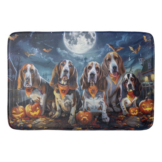 Basset Hound Halloween Spooky Badmat (Voorkant)