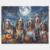 Basset Hound Halloween Spooky Fleece Deken (Voorkant (Horizontaal))
