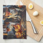 Basset Hound Halloween Spooky Theedoek (Quarter Fold)