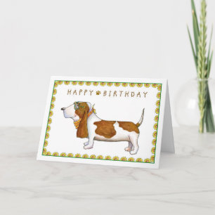Basset Hound Happy Birthday Wenskaart Kaart