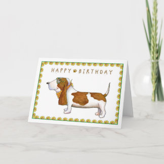 Basset Hound Happy Birthday Wenskaart Kaart