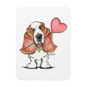 Basset Hound Heart Ballon Magneet