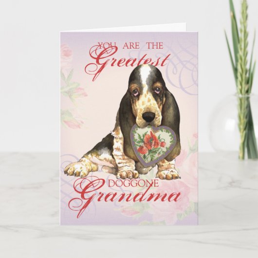 Basset Hound Heart Grandma Kaart (Voorkant)