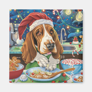 Basset Hound Holiday Baking: Feestelijke Kerst Magneet