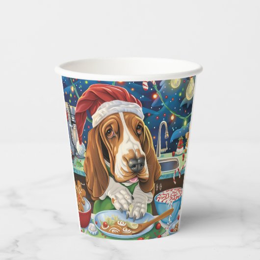 Basset Hound Holiday Baking: Feestelijke Kerst Papieren Bekers (Voorkant)