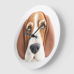 Basset Hound Hond 3D Geïnspireerd Grote Klok