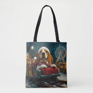 Basset Hound Hond Achtbaan Kerstmis Draagtas