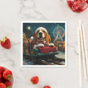 Basset Hound Hond Achtbaan Kerstmis Servet