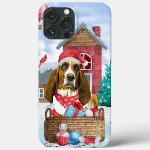 Basset Hound-hond in sneeuw Kerstmis Hondenhok iPhone 13 Pro Max Hoesje