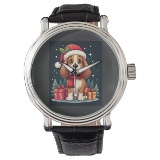 Basset Hound hond kerst outfits kerstman hoed hond Horloge