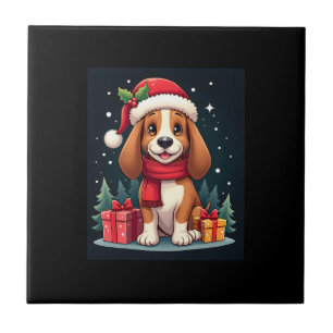 Basset Hound Hond Kerst Outfits Kerstman Hoed Hond Tegeltje