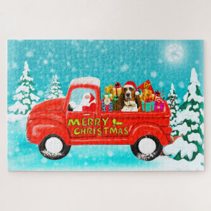 Basset Hound Hond Kerstmis Kerstman Levering Truck Legpuzzel