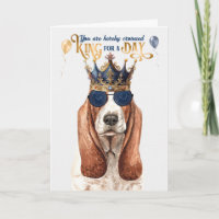 Basset Hound-hond Koning voor een Dag Grappige Ver