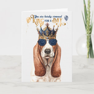 Basset Hound-hond Koning voor een Dag Grappige Ver Kaart